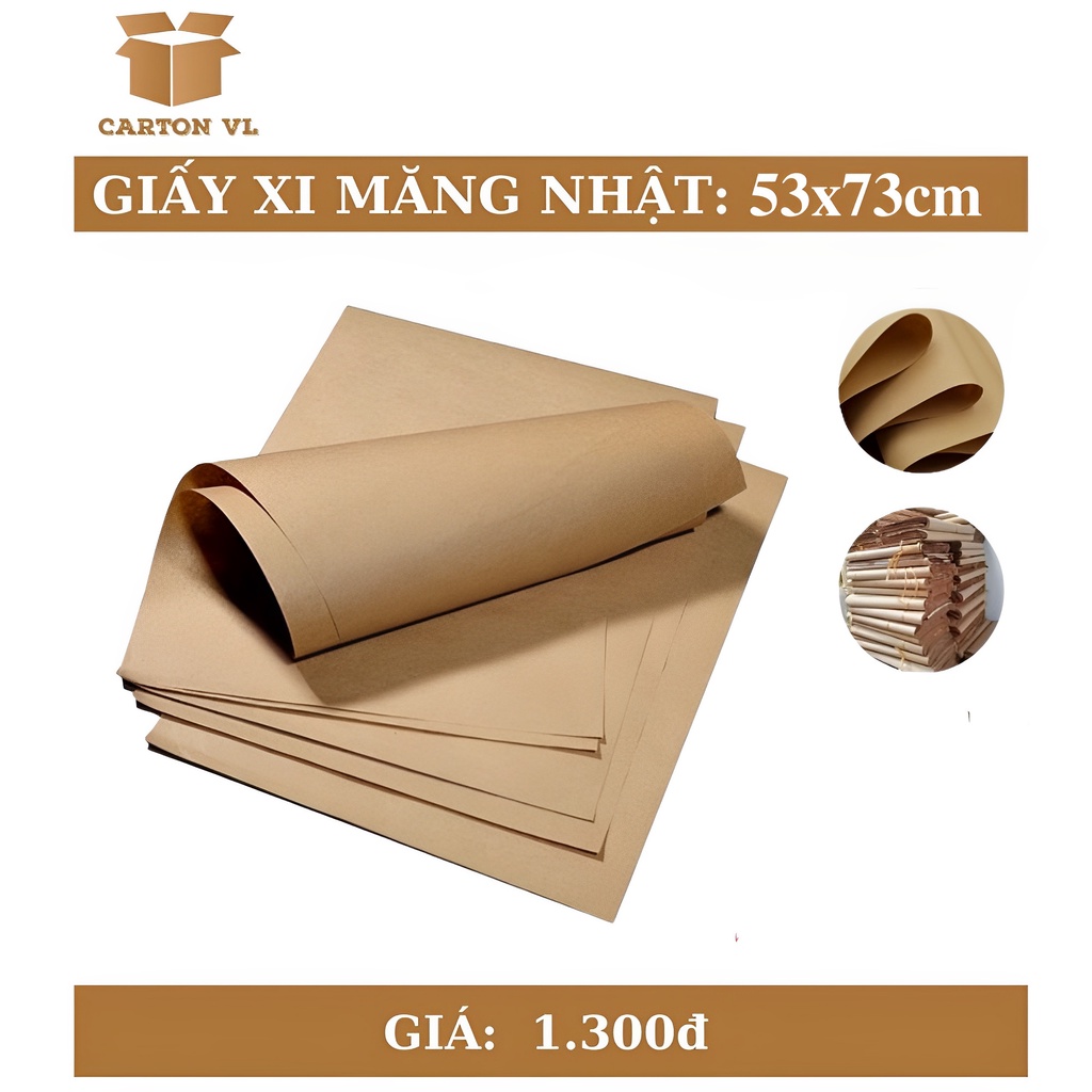 100 Tờ Giấy Xi Măng Kraft Gói Hàng 53x73cm Định Lượng 100gsm - Giấy Kraft Gói Hàng Tiêu Chuẩn Chống Nước