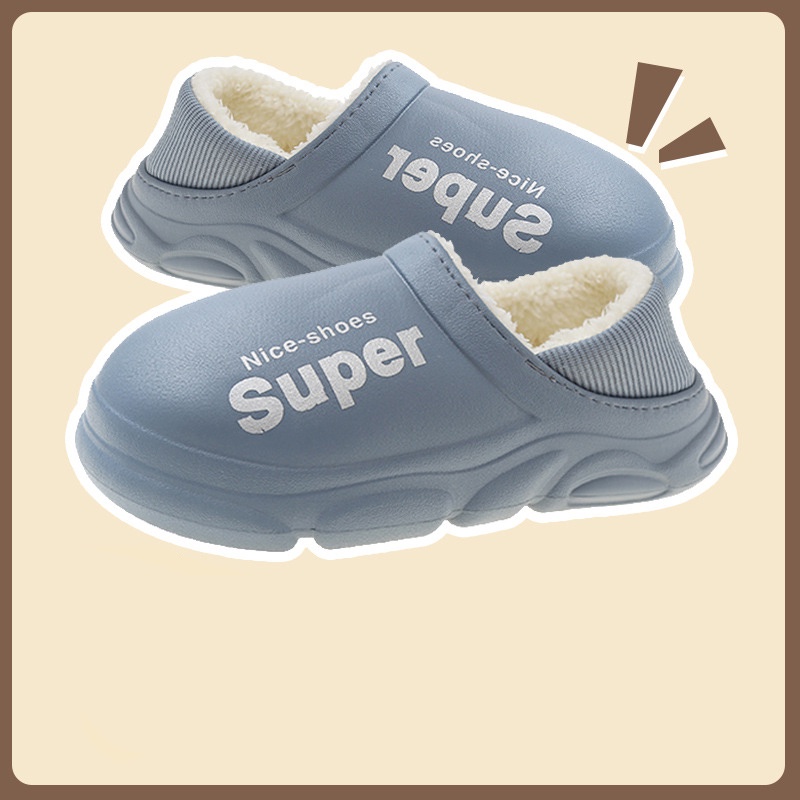 Dép cotton Đi Trong Nhà Đế Dày Chống Trượt Giữ Ấm Mùa Đông Cho Nam Nữ