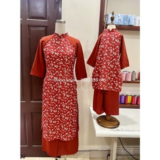 áo dài hoa cho mẹ và bé gái