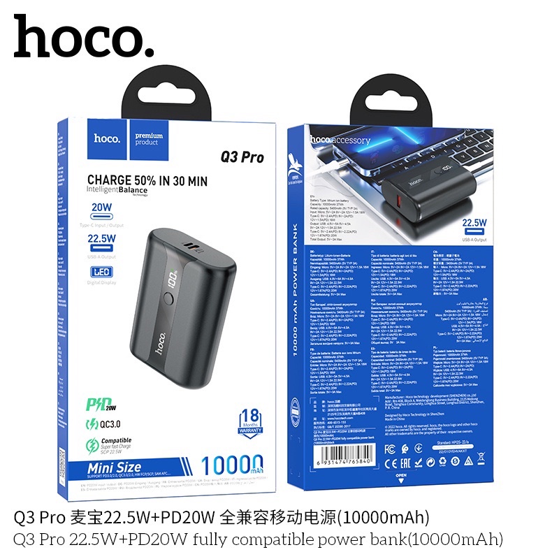 Pin Dự Phòng Sạc Nhanh 20w Hoco Q3 Pro Có Led 10.000mah - E3 Audio Miền Nam