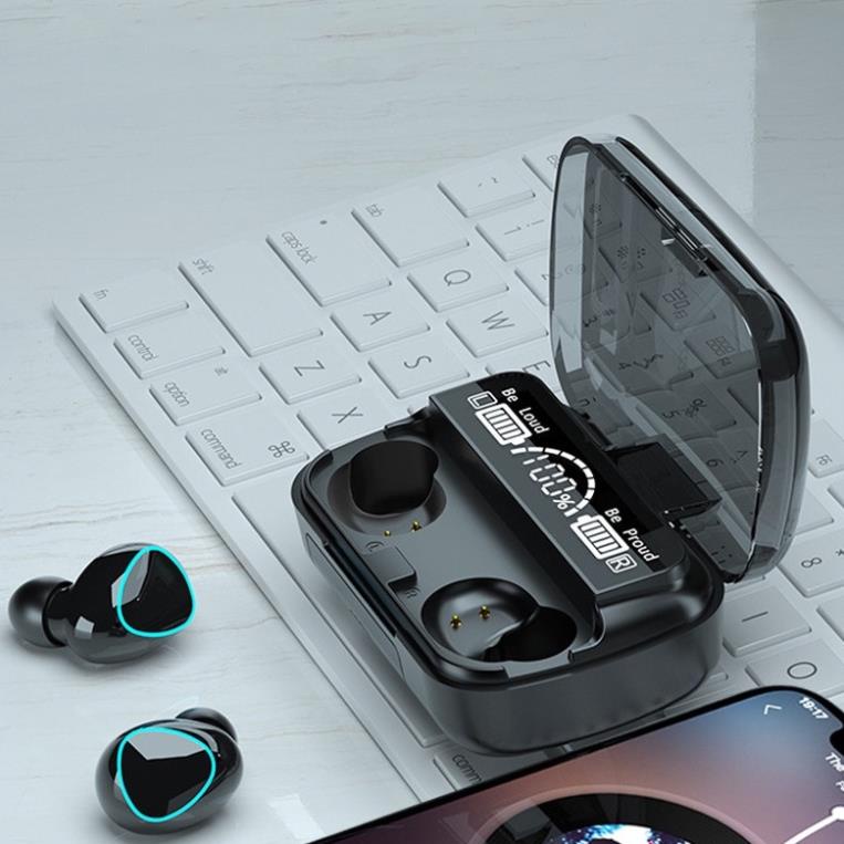 Tai nghe bluetooth không dây M10 nghe nhạc hay có hộp sạc báo phần trăm pin