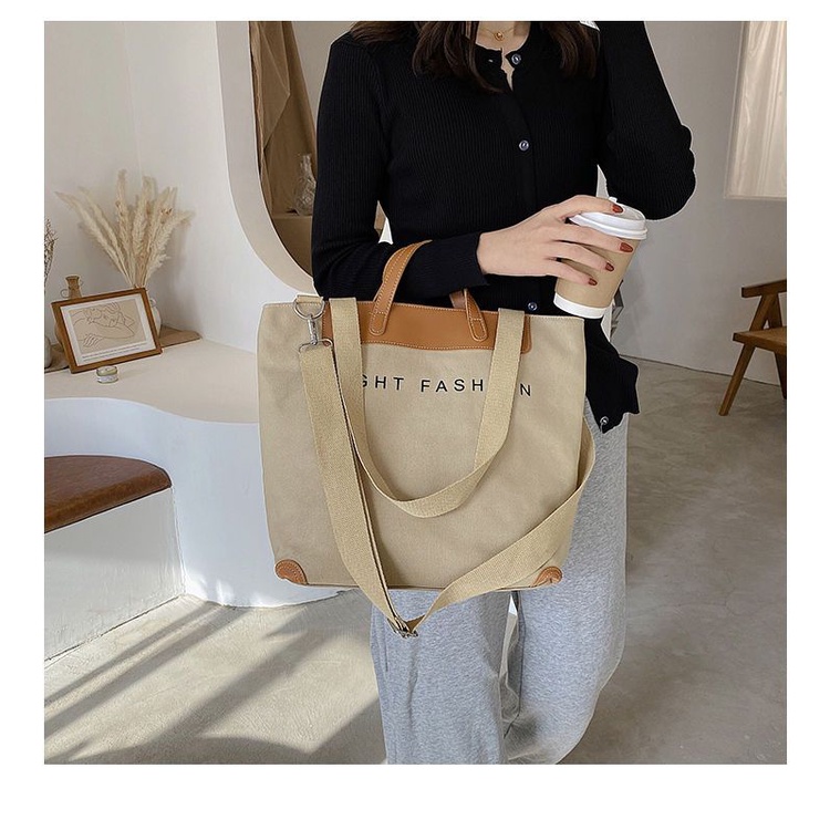 Mischa Túi canvas Đeo Chéo In Chữ Phong Cách retro Thời Trang Cho Nữ