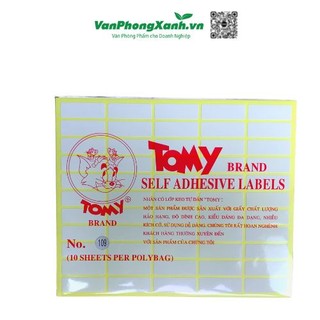 Giấy decan, nhãn dán Tomy A5 các số