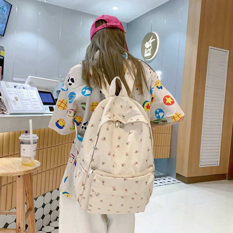 MISCHA Ba Lô Vải canvas Sức Chứa Lớn In Họa Tiết Thời Trang Đơn Giản Dễ Phối Đồ