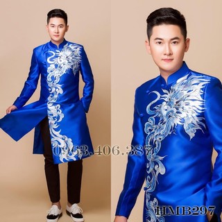 Áo dài cách tân nam cao cấp họa tiết rồng