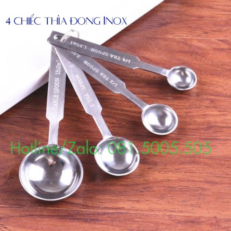 Bộ thìa đong Inox - Bộ 5 thìa đong nhựa nhiều màu -Dụng cụ pha chế Tony