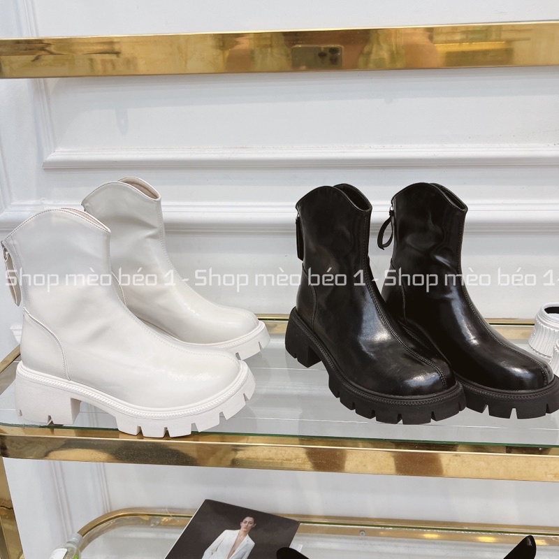 Bốt boot lửng mai phương bùi mũi tròn đế cao khoá sau fullbox hàng quảng châu cao cấp