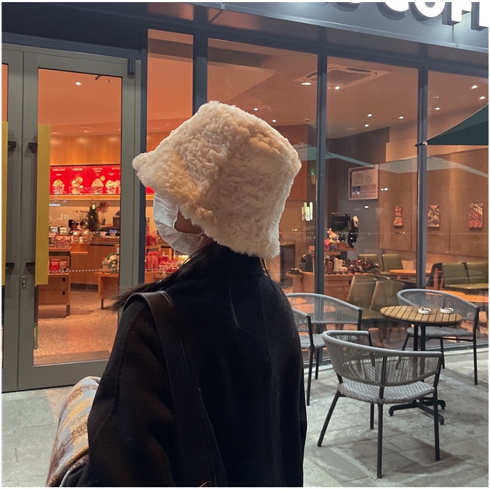 Mũ nón bucket nữ Hàn Quốc chất lông cừu ấm áp đẹp mùa đông thời trang phong cách vintage, quà tặng bạn nữ người thân ý n