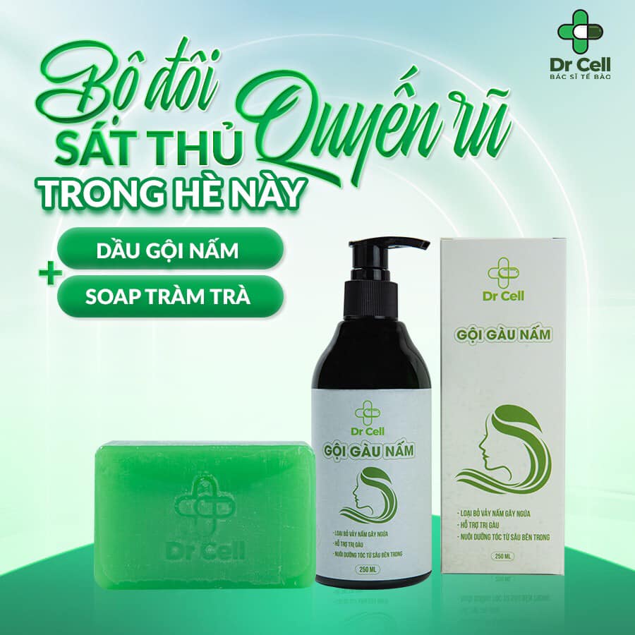 Mua 1 tặng 1-Dầu gội nấm gàu da đầu Dr Cell giảm gàu, loại bỏ vảy nấm, nuôi dưỡng tóc sâu bên trong chai 250ml