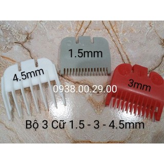 Cữ tông đơ cắt tóc kemei loại tốt, bộ 3 cữ nhựa 1.5mm, 3mm và 4.5mm cho tông đơ fade.