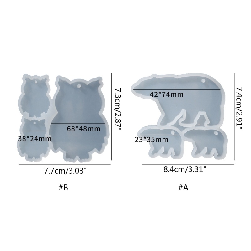 Khuôn Silicone Bóng Làm Móc Khóa Hình Gấu Bắc Cực / Cú Mèo DIY