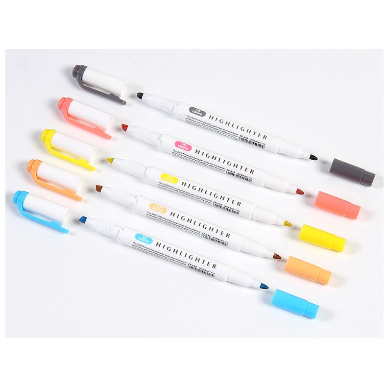 Set 5 Bút Đánh Dấu Hai Đầu Họa Tiết Graffiti Bắt Sáng