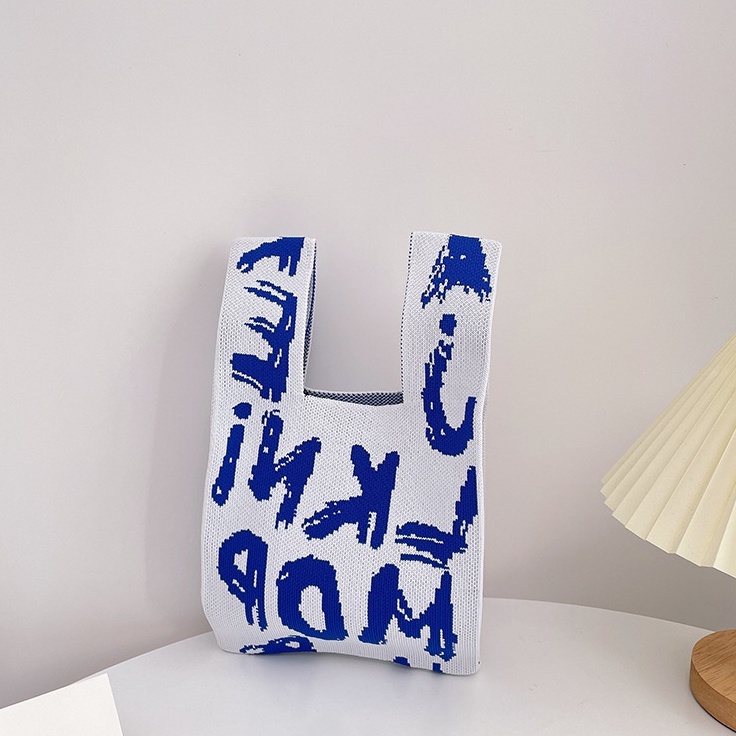 Túi Đeo Vai Đan Len Họa Tiết Sọc Caro Thời Trang Cho Nữ