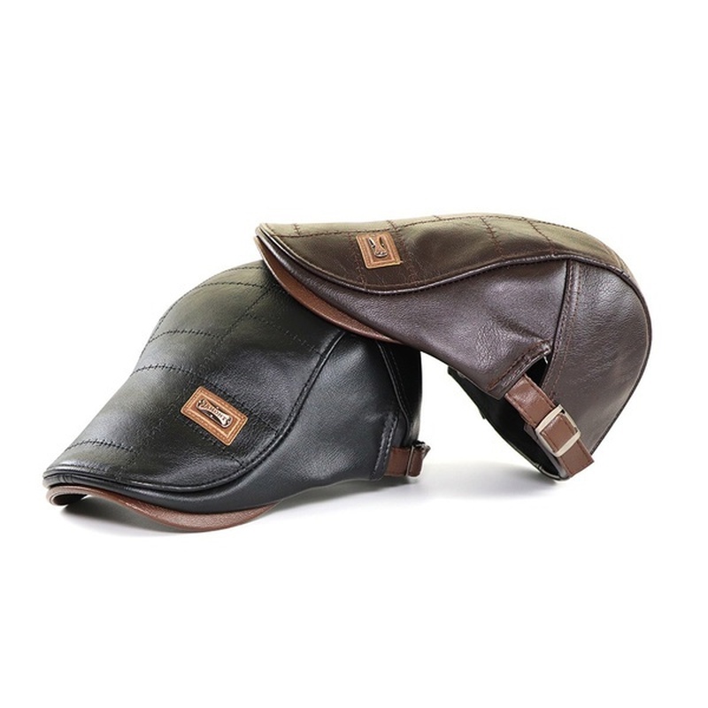 Mũ Beret Da Phong Cách Retro Chất Lượng Cao Cho Nam
