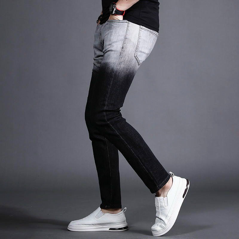 Quần Jean Nam Chất Bò Ống kHÔNG Suông Phối 2 Màu Hot Cá Tính Trẻ Trung