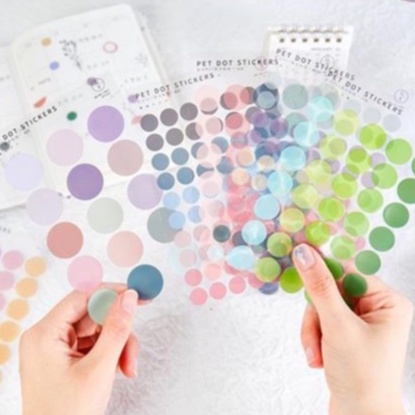 Set Gồm 3 Tờ Nhãn Dán Hình Tròn Dùng Để Trang Trí Sổ/Bulllet Journal/DIY