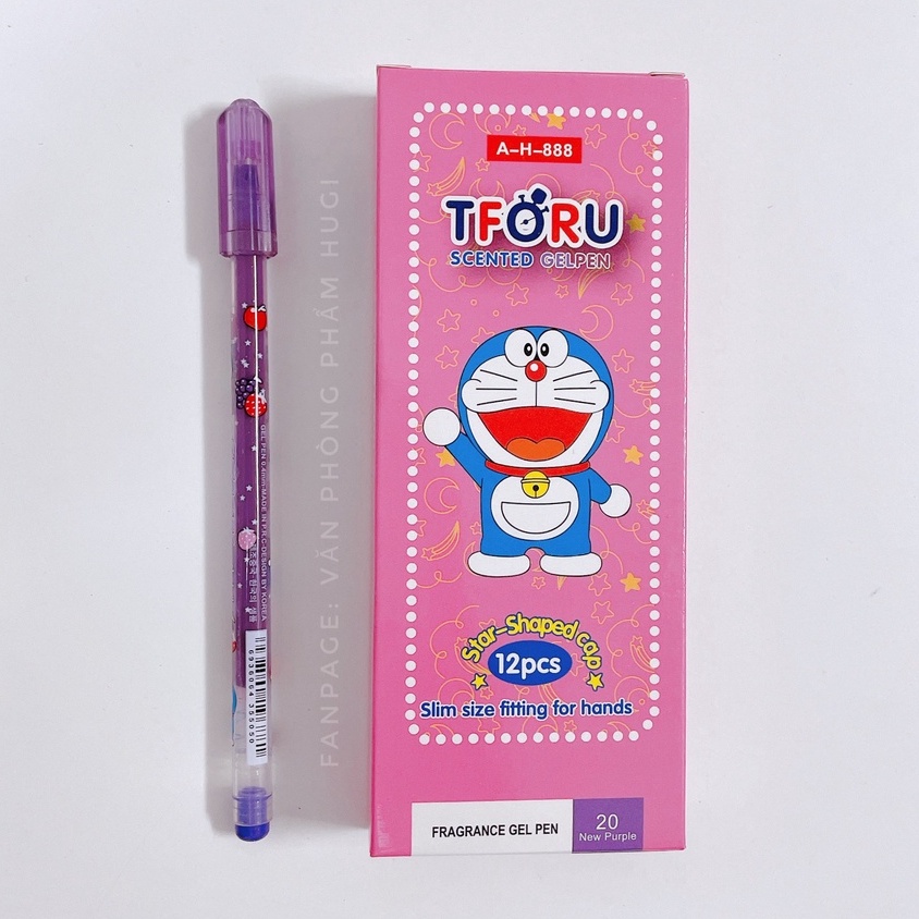 Hộp 12 cây bút gel nho Thoru (mực tím/xanh) nét nhỏ dành cho học sinh tiểu học