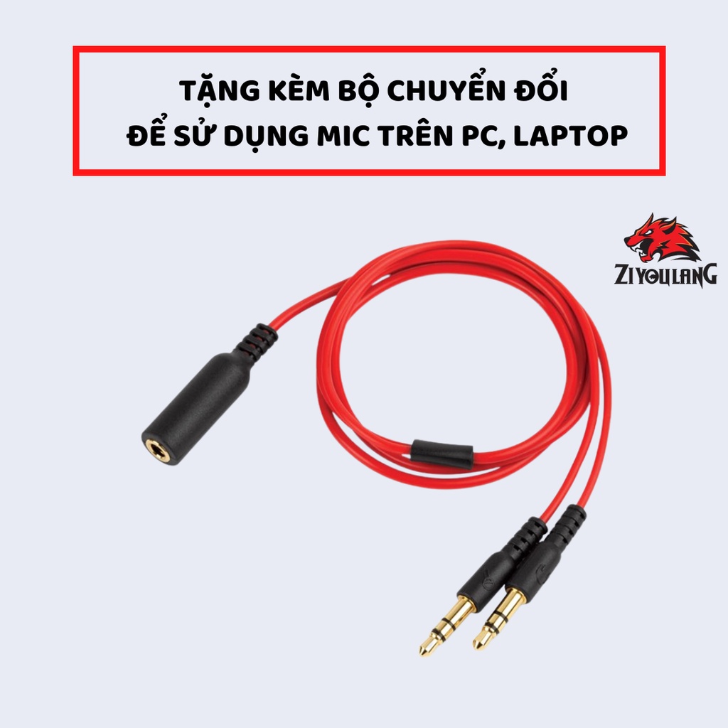 Tai Nghe Gaming Nhét Tai Có Dây ZiyouLang GH5 Chống Ồn Cực Tốt Âm Thanh Super Bass, Micro Rời, Phù Hợp Mọi Thiết Bị