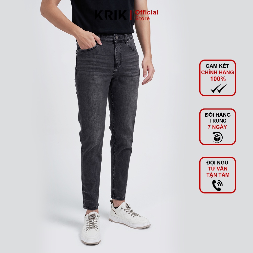 Quần Jean Nam Local Brand KRIK Dáng Slimfit Hàn Quốc Ôm Body , Chất Liệu Cao Cấp, Màu Đen Trơn QJ0263