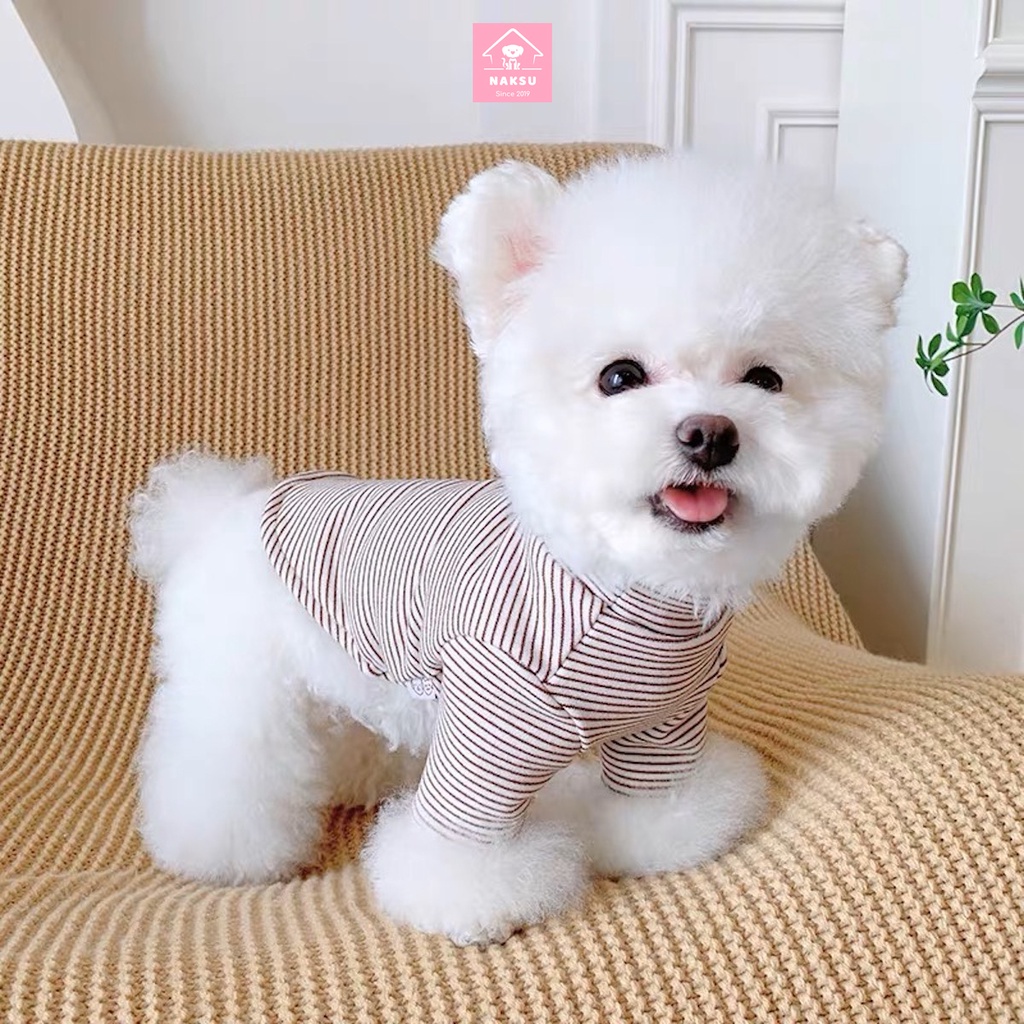 Áo Thun Sọc Cho Thú Cưng Cao Cổ Co Giãn 4 Chiều, Quần Áo Chó Mèo Mùa Đông Cao Cấp Naksu