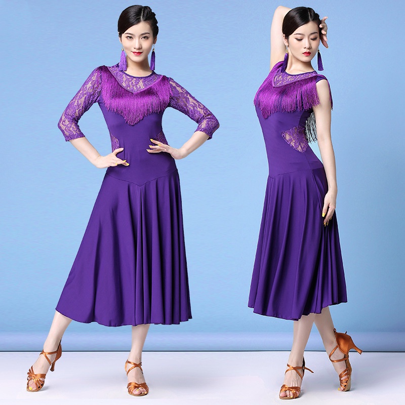 Đầm Khiêu Vũ Latin Phối Ren Thiết Kế Mới Xinh Xắn Thời Trang Dành Cho Nữ