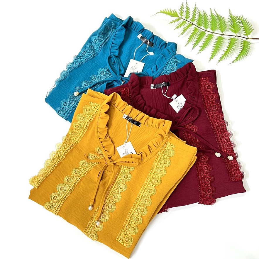 Áo Sơ Mi Trung Niên MAI THY 569 Tặng Mẹ, Chất Lụa Cổ Nơ Bèo Viền Ren Đẹp Trang Nhã | Thời Trang Trung Niên U40