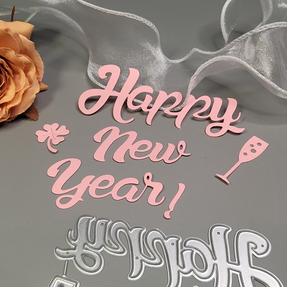 Thẻ Chào Mừng Cắt Chết Thủ Công Bằng Kim Loại Năm Mới