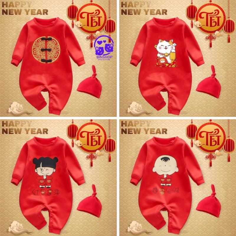 Body Tết dài tay DAKIMI cho bé tài lộc chất cotton mền mịn quần áo sơ sinh body cho bé trai body cho bé gái từ 0-12M
