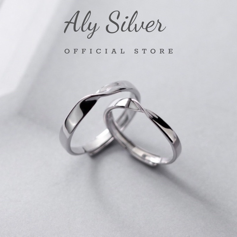Nhẫn đôi bạc freesize (có rãnh tự chỉnh size) Aly Silver, nhẫn đôi bạc nam nữ S925