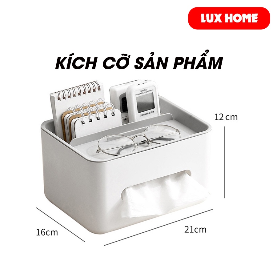 Hộp đựng giấy ăn để bàn LUXHOME có ngăn để đồ đa năng, chất liệu nhựa PP cao cấp