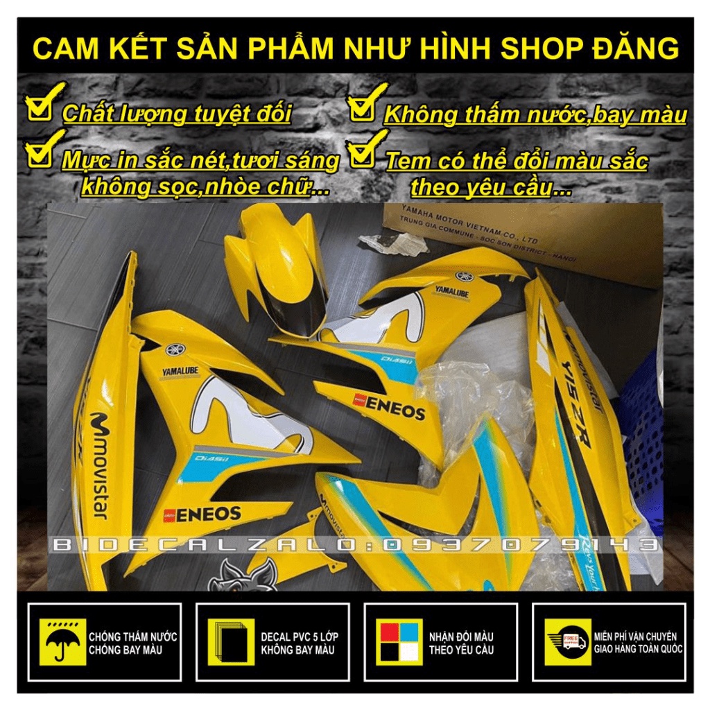 {TPHCM-FREE SHIP] TEM RỜI EXCITER 150 MOVISTAR PHỐI MÀU DÁN XE VÀNG