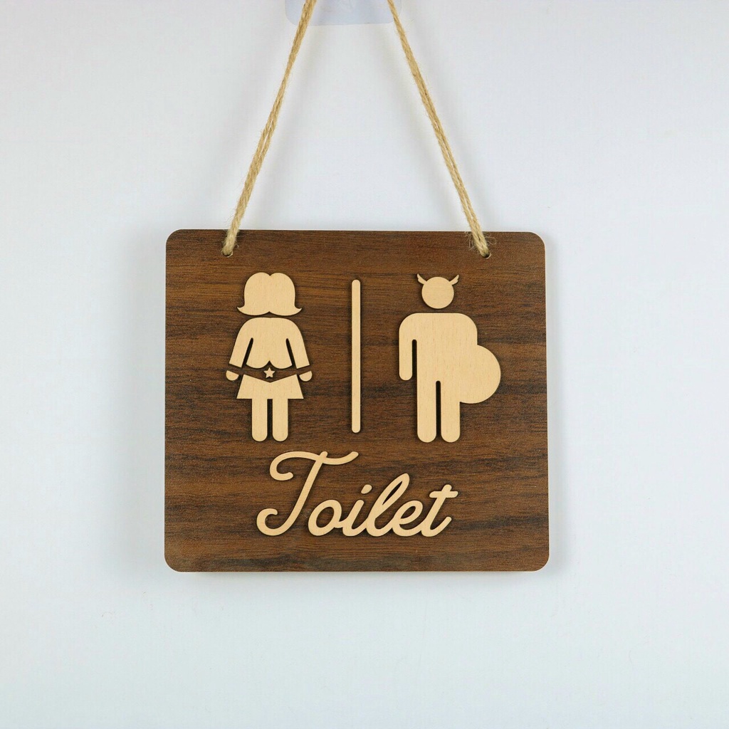 Biển Bảng Gỗ Decor Toilet Trang Trí Treo Cửa Nhà Tắm, Toilet, WC - MỘC DECOR - Mã TL15