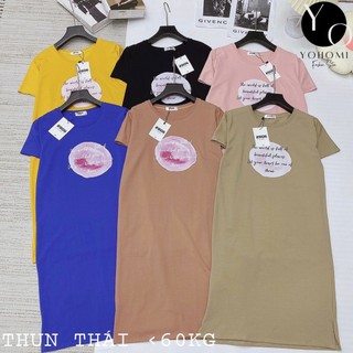 Đầm dáng suông dài thun thái cotton form suông tay ngắn nhiều mẫu dưới 60kg mã D02 YoHoMi