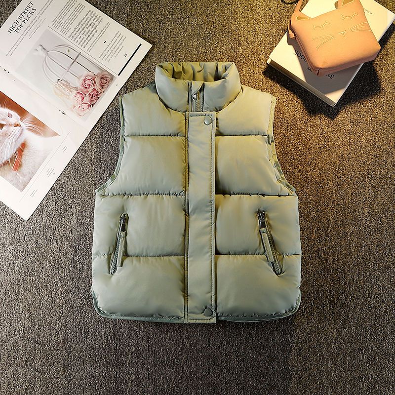 Áo Khoác Phao Cotton Dày Không Tay Dáng Rộng Thời Trang Xuân Thu Dành Cho Bé Trai Gái