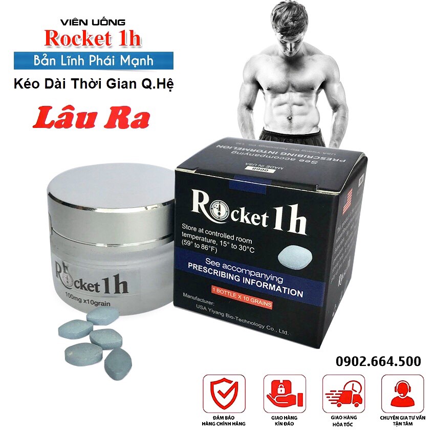 Rocket 1h - Chính Hãng - Kéo Dài Thời Gian Q.Hệ - Chống Xuất Tinh Sớm - Bán Lẻ Theo Viên