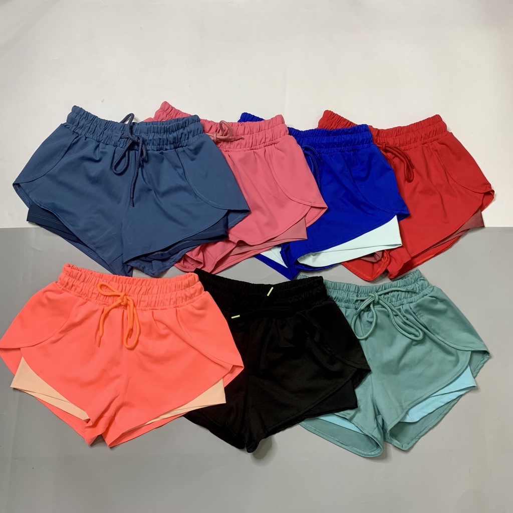 Quần Đùi Tập Gym Yoga Nữ, Quần Shorts 2 Lớp Chất Thun Xịn Đẹp Co Giãn Tốt