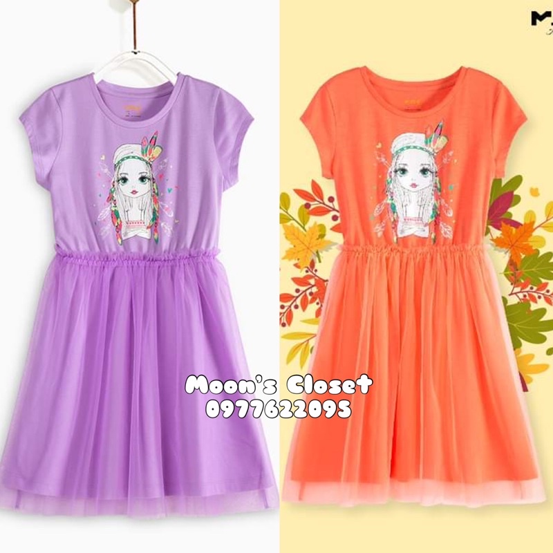 MDK- Váy thun phối voan size 4/5y-16/17y (20-50kg)