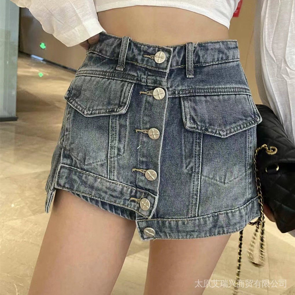 Chân Váy Denim Chữ A Miniskirt Thời Trang Mùa Hè 2022 Phong Cách Mới Cho Nữ