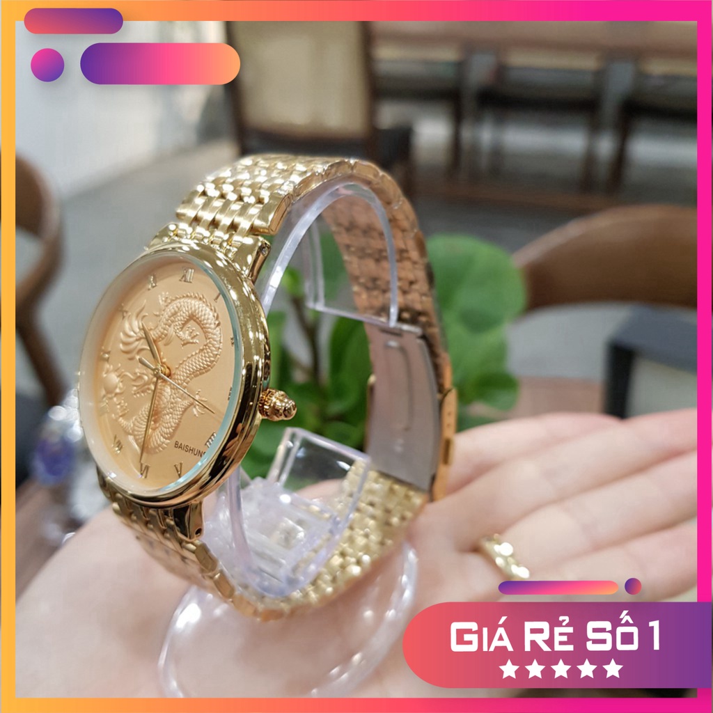 GIẢM GIÁ (Chính Hãng) Đồng hồ nam mặt rồng baishuns Quyền Lực + Tặng Vòng Tỳ Hưu Mạ Vàng GIẢM GIÁ