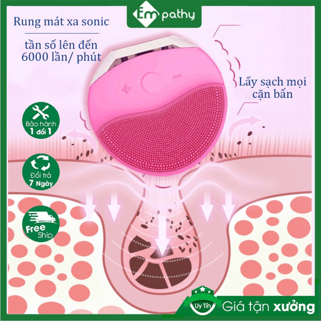 Máy rửa mặt - Massage Rung sóng siêu âm 12 Chế Độ Làm sạch sâu tẩy tế bào chết (BH 1 đổi 1)