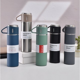Hộp quà tặng, Bình nước giữ nhiệt, Bình giữ nhiệt 500ml kèm cốc sang trọng, tiện lợi mới nhất 2022, giữ nhiết 24h