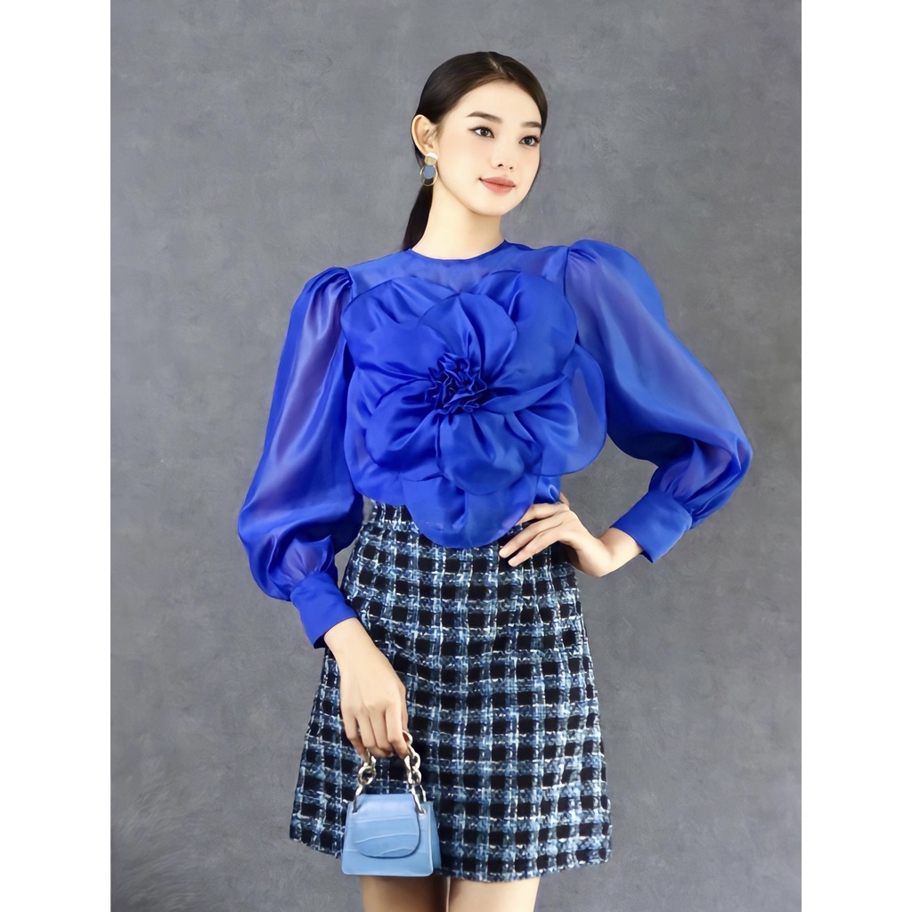 Sét áo hoa 3D kèm váy A sang chảnh