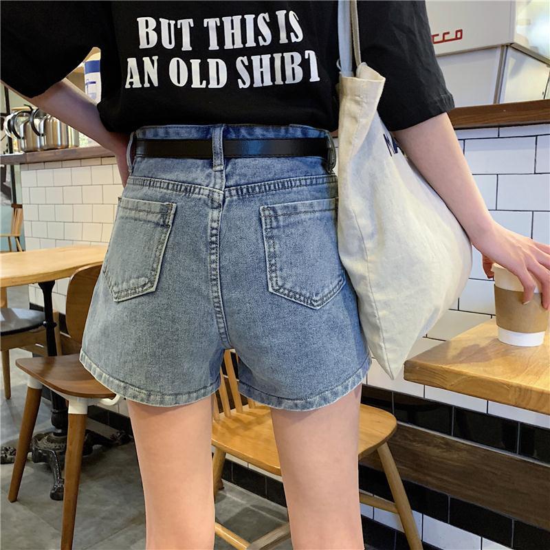 Jiashucheng Quần Short Denim Chữ a Lưng Cao Ống Rộng Phong Cách Hàn Quốc Thời Trang Xuân Hè Hàng Mới Dành Cho Bạn Nữ