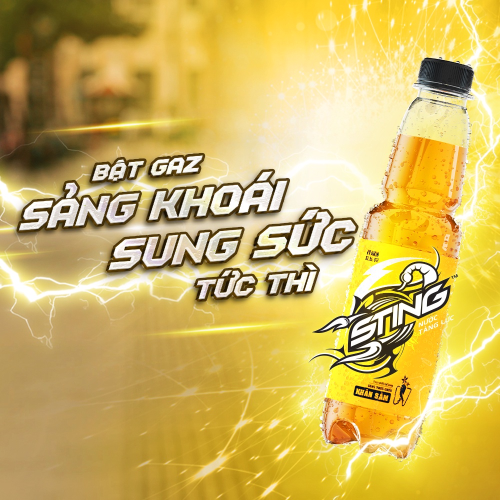 [HỎA TỐC] Thùng 24 Chai Nước Tăng Lực Sting Vàng (330ml/chai)