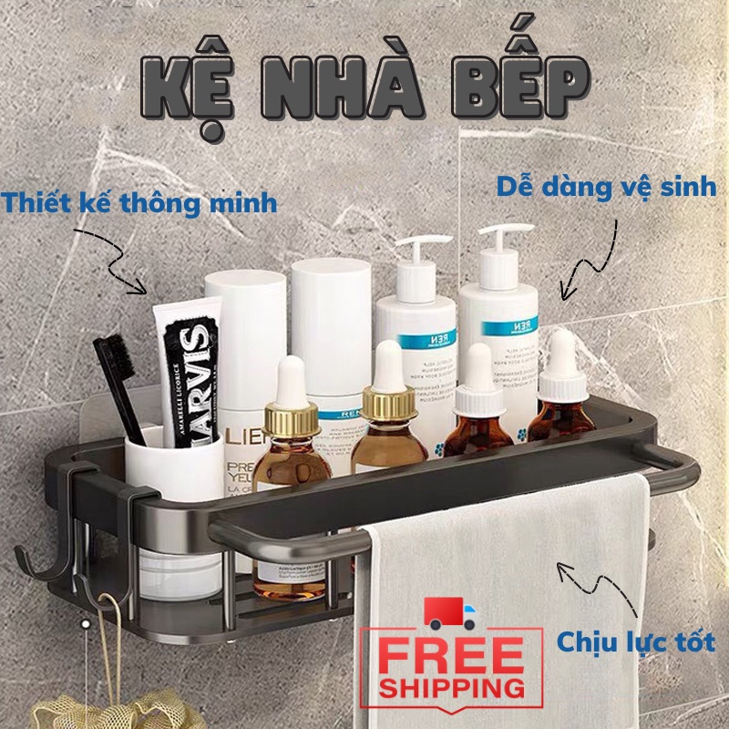 Kệ Nhà Bếp Kệ Để Đồ Đa Năng Giá Treo Đồ Nhà Tắm Thép Không Gỉ Kèm Miếng Dán Tường HIGO
