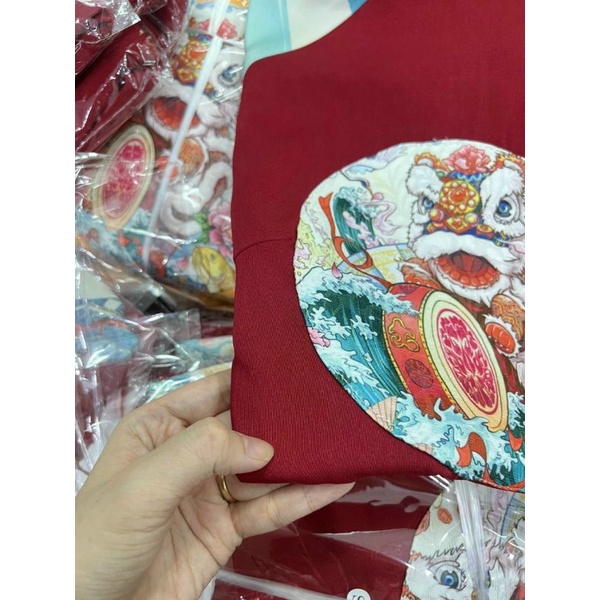 Áo dài bé trai bé gái long phụng, áo dài gia đình chất tafta phối tay in lạ mắt - Áo Dài Sài Gòn H&T