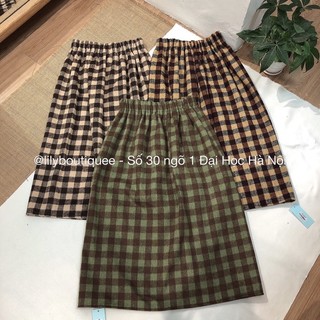 Chân váy dạ nhung kẻ ô