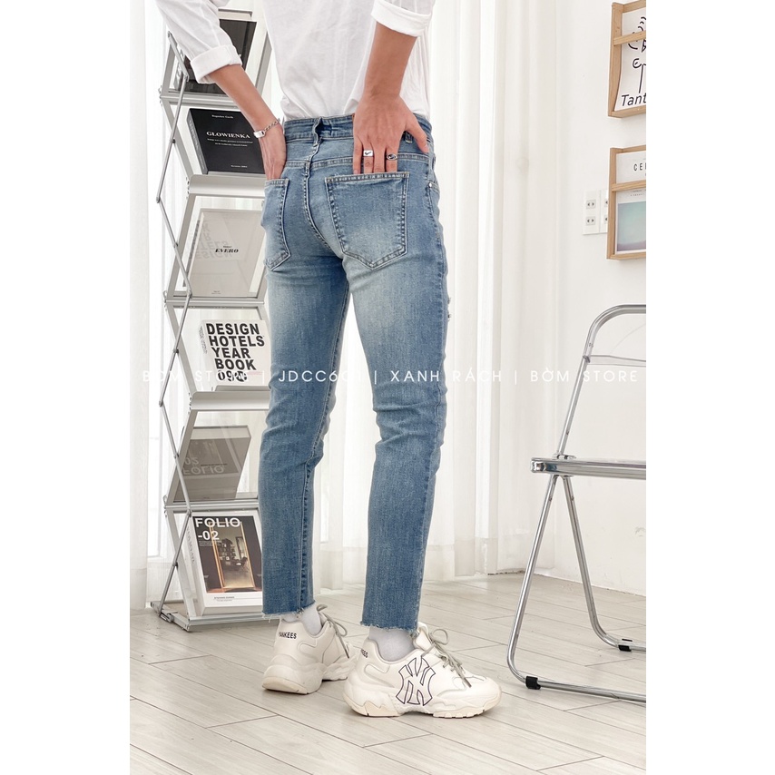 Quần Jean Dài Nam Cao Cấp Mẫu Xanh Rách BEACON DENIM Form Slim Fit JDCC601