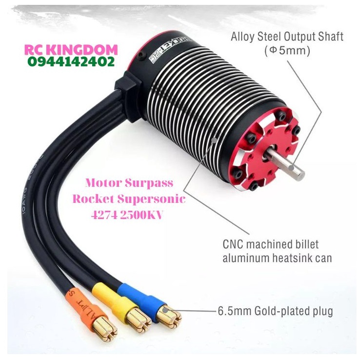 Động cơ không chổi than Surpass Rocket Supersonic 4274 2500KV thế hệ mới 2022 có sensor hỗ trợ bảo vệ nhiệt