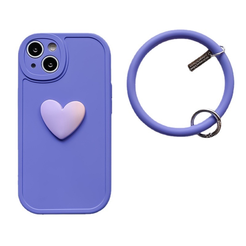 Ốp Điện Thoại Silicon Hình Trái Tim 3D Có Dây Đeo Cho iPhone 13 12 11 pro Max X XS Max 7 / 8 Plus